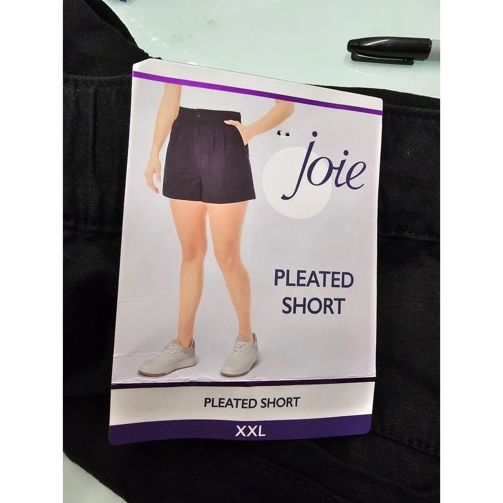 Joie Womens Pleated Shorts Black Linen Blend Casual Size XXL